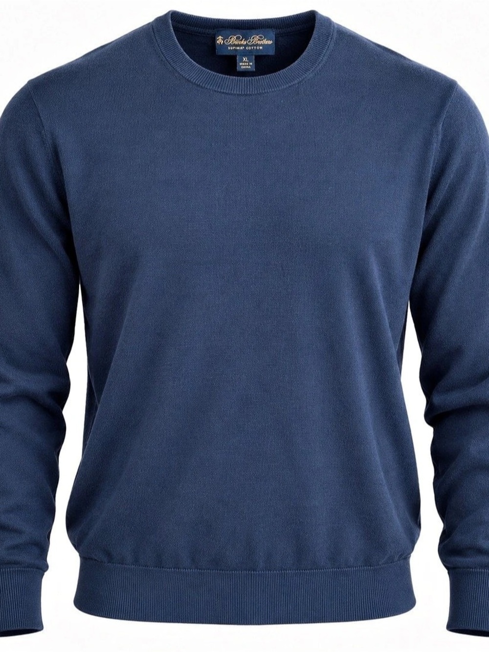 Brooks Brothers Supima Cotton Sweater Men's XL Navy Blue Crewneck Pullover